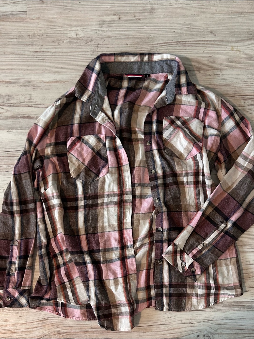 Kids Pink & Brown Plaid Button-Down Shirt